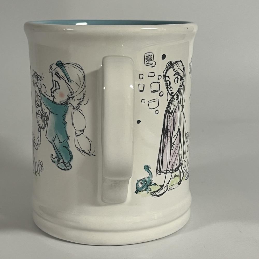 Disney Animator Princess Sketch Mug, Snow White Jasmine Rapunzal TinkerBell - Picture 2 of 8